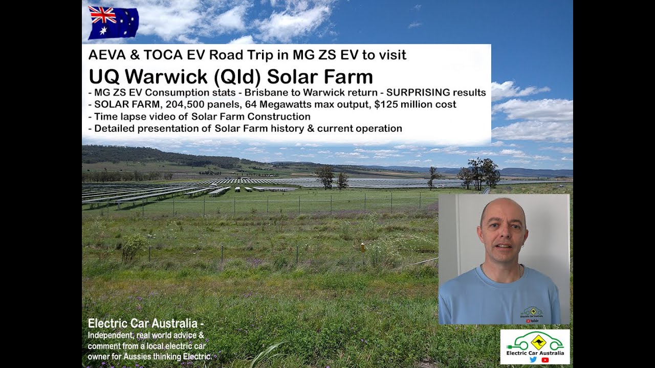 MG ZS EV Road trip | Visiting Warwick (Qld) Solar PV Farm w 204,500 panels | Electric Car Australia