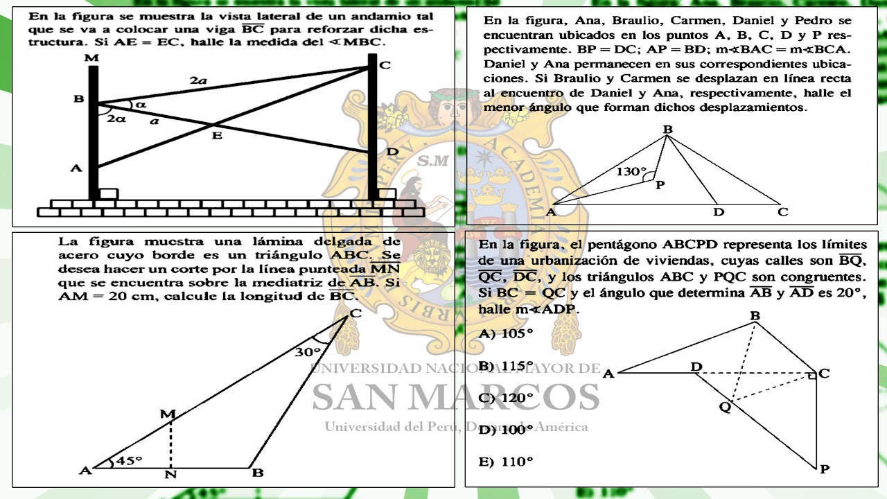 Capítulo 3: DOMINA Congruencia de Triangulos con Preguntas de Admisión de la UNMSM #geometria #unmsm