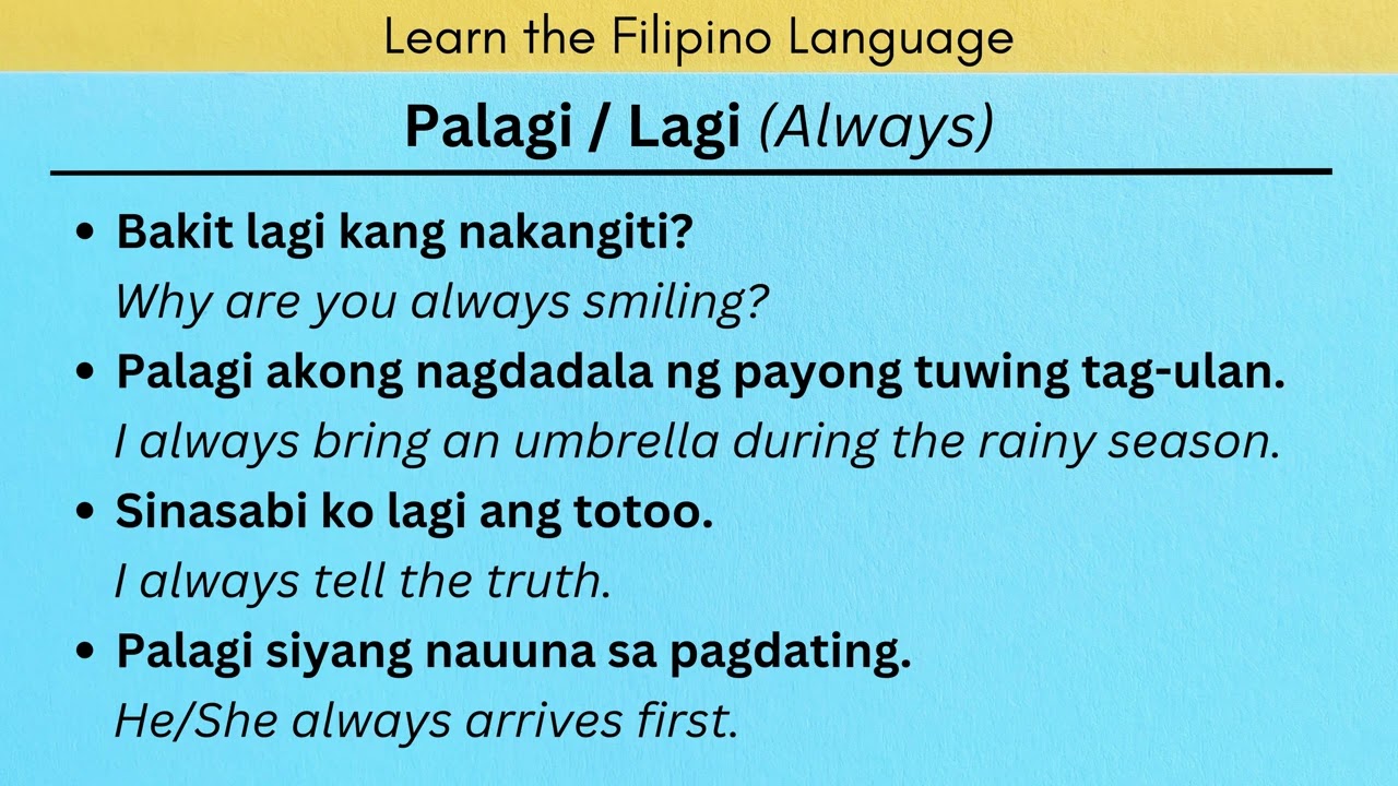 Palagi Lagi (Always) | LEARN TAGALOG/FILIPINO #tagalog #filipino