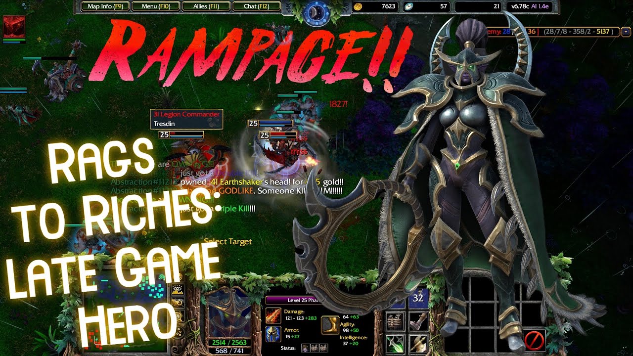 RAMPAGE! (Crazy Comeback) Mortred - Phantom Assasin | 5v5 | Dota 1 Gameplay | Warcraft III: Reforged