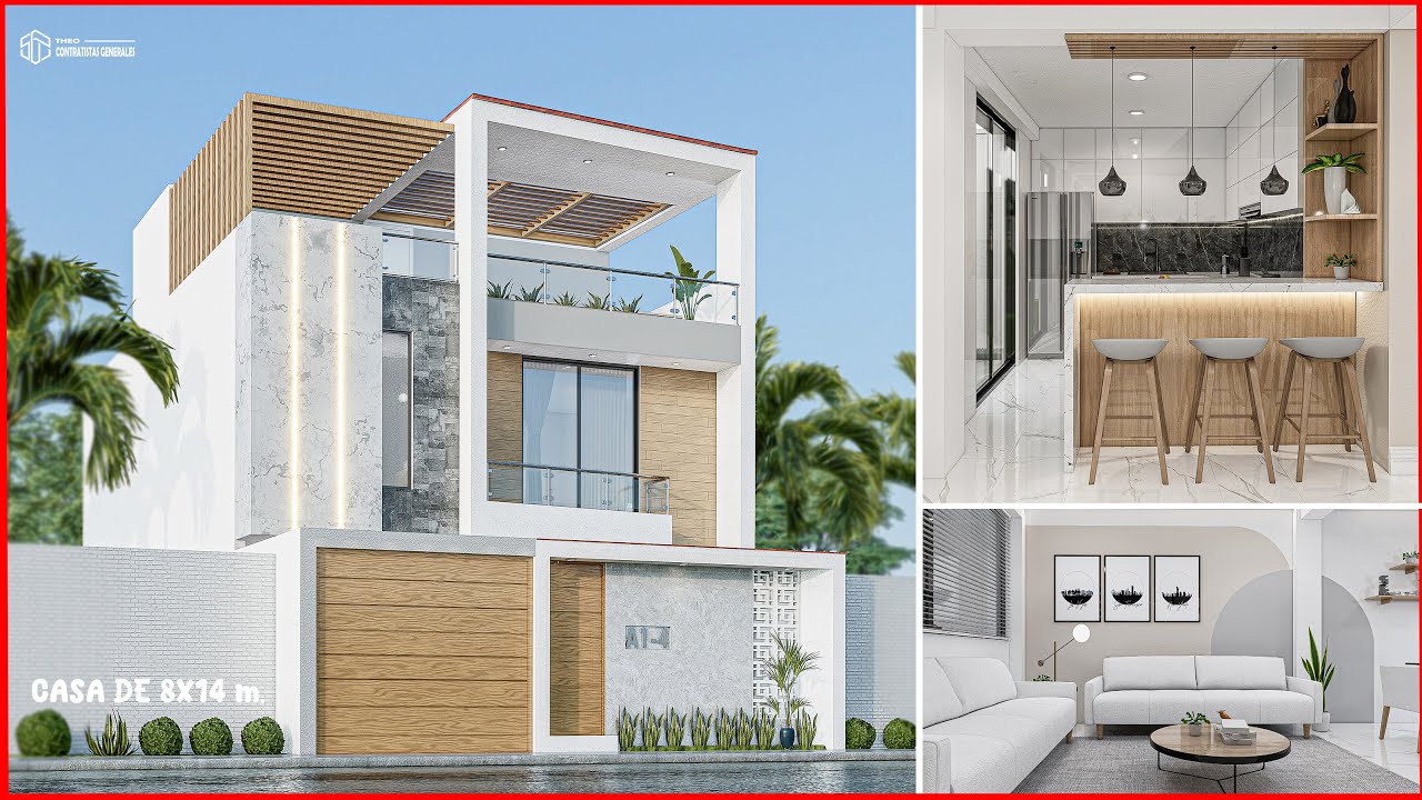 Plano de Casa de 8x14 metros | Planos de Casas Moderna 🏡