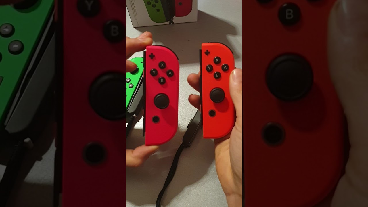 neon green and neon pink joy-con unboxing