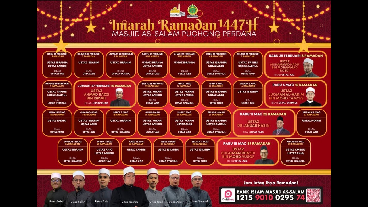 SOLAT FARDHU ISYA’ DAN SUNAT TARAWIH MAPP | 24 FEBRUARI 2026/7 RAMADAN 1447 HIJRAH