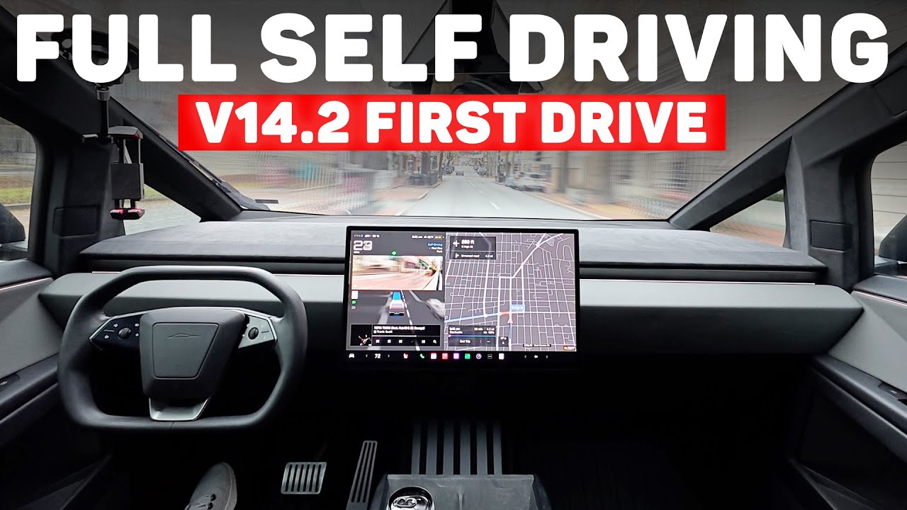Tesla FSD v14.2 FIRST Drive — плавная езда и ослабление Безумного Макса