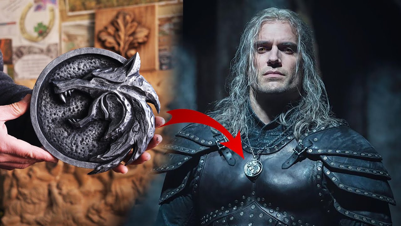 The Witcher Netflix medallion Wolf. Wood carving