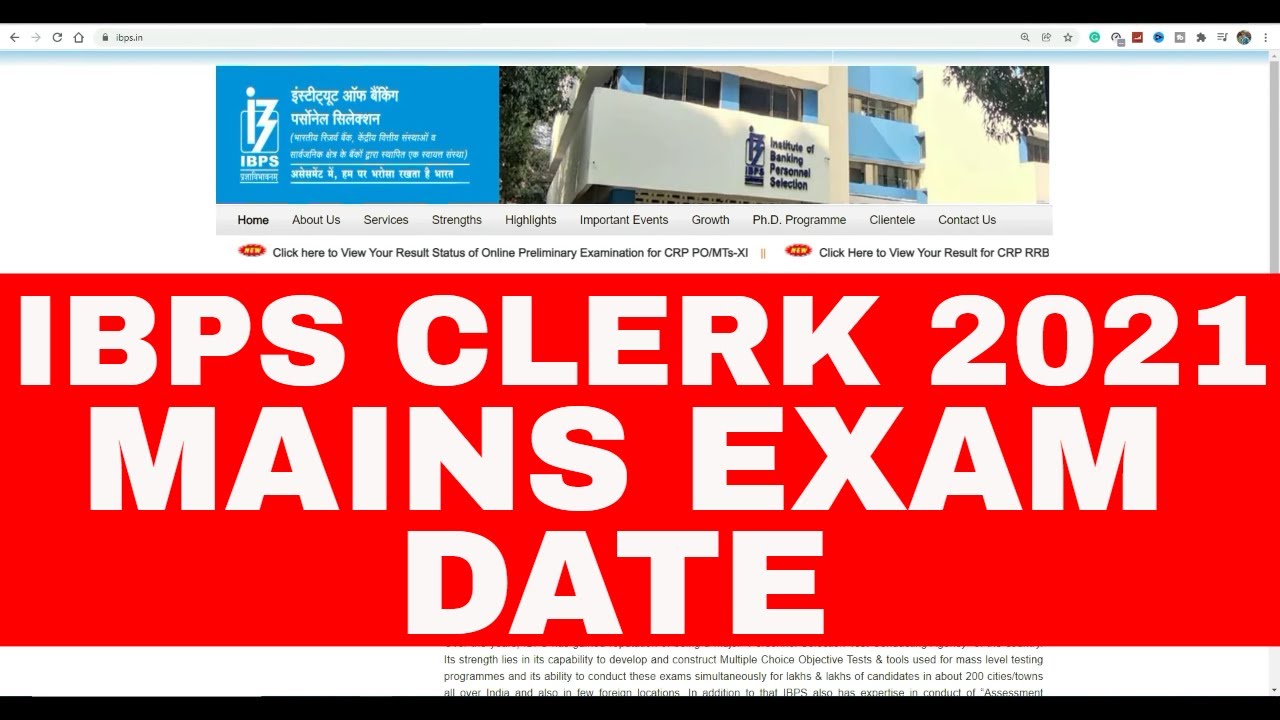 IBPS CLERK MAINS EXAM DATE 2021