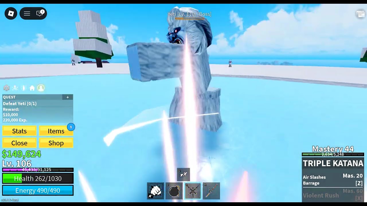 On a battu le YETI sur roblox-blox fruits ( c'était HARDCORE )