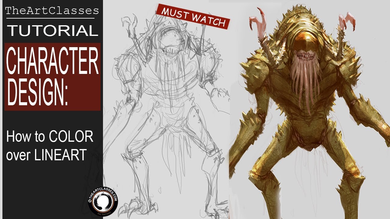 How to color lineart: digital painting tutorial | creature design
