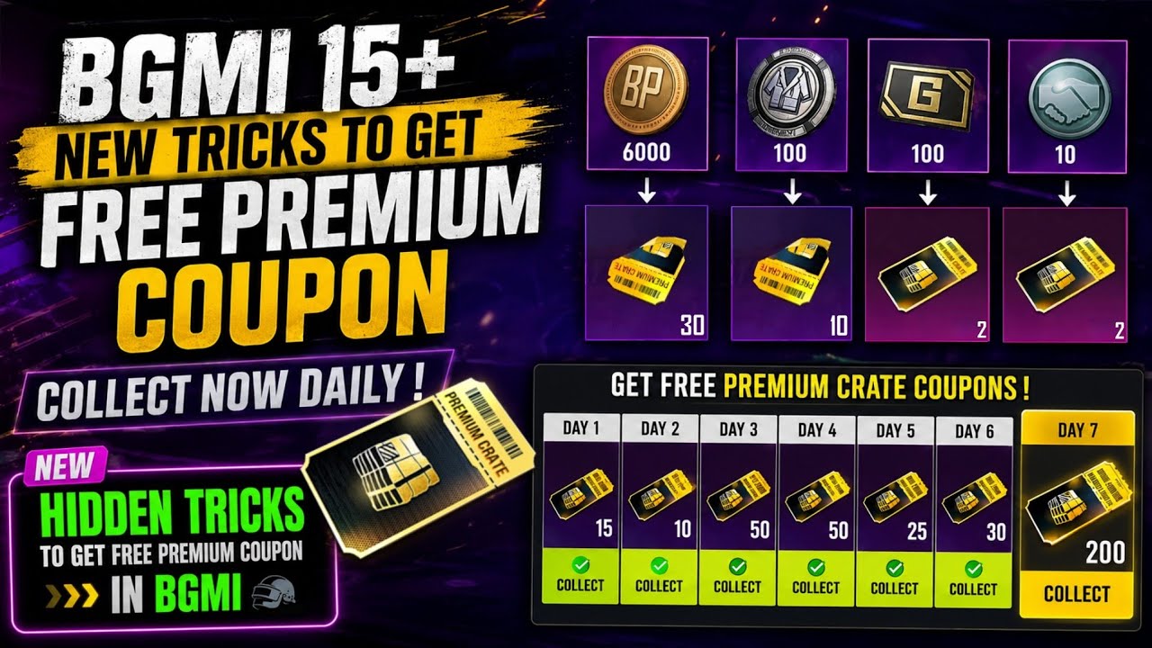 Hidden Tricks 😱 Get Free Premium Crate Coupon 🔥 How To Get Free Premium Crate Coupon In Bgmi