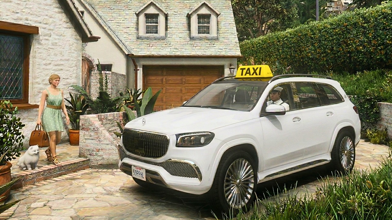 GTA 5 - Luxury Private Uber Taxi Job in Mercedes Benz Maybach GLS | 4K Gameplay