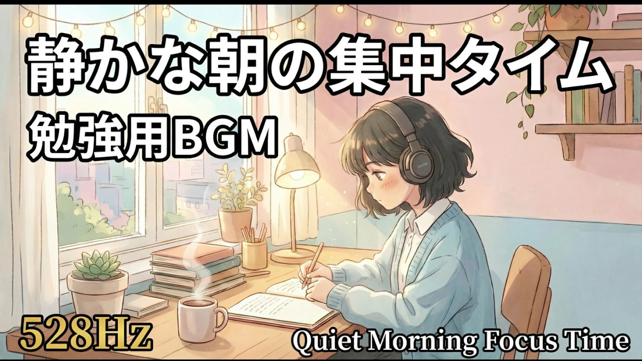 【朝活BGM】528Hz 集中できる勉強音楽 - 3時間 | 朝の集中力アップ | Morning Focus Music