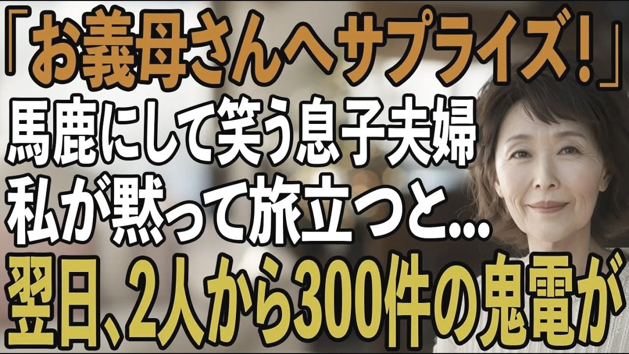 「クリスマスプレゼントだよ」微笑む息子夫婦から渡された“チケット”に、私は黙って姿を消した→翌日、息子夫婦は顔面蒼白に...【シニアライフ】【60代以上の方へ】