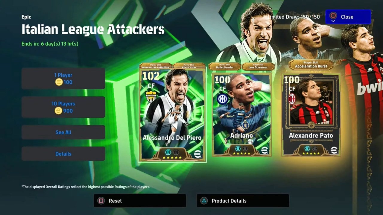 Efootball 26 Del Piero, Adriano, Pato - Live3 (20260305)