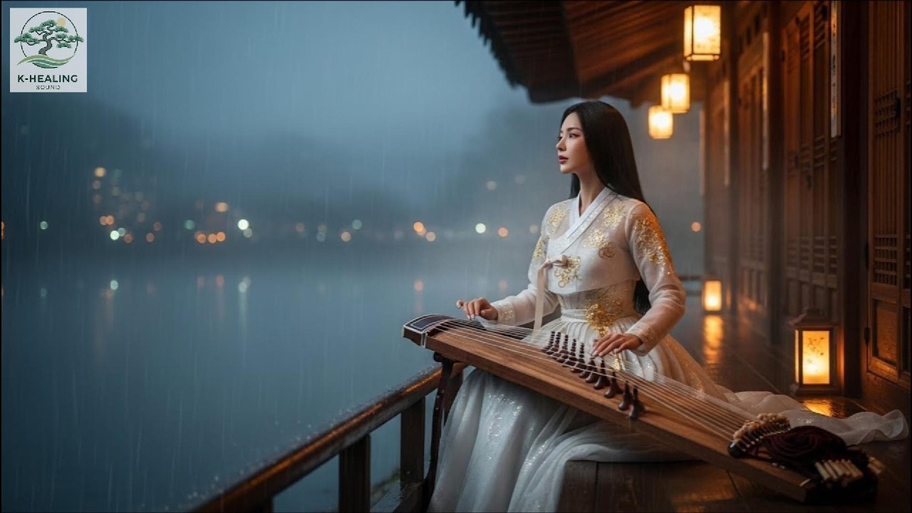 5 Hours Misty Night Healing Sounds 🌙 | Gayageum, Rain & Crickets Deep Relax