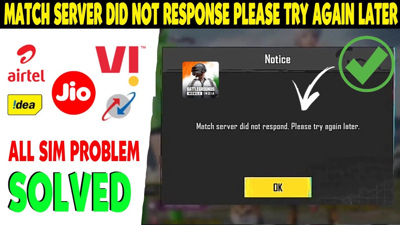 Match Server Did Not Response Please Try Again Later | Bgmi Match Not Start/Game Crash Problem Bgmi