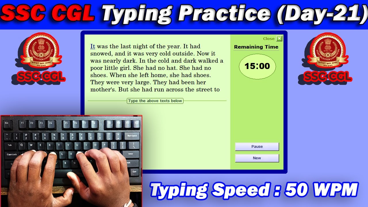 SSC CGL Typing Practice Day- 21 | 50 WPM Typing Speed with 96% Accuracy #typing #raushantypingmaster