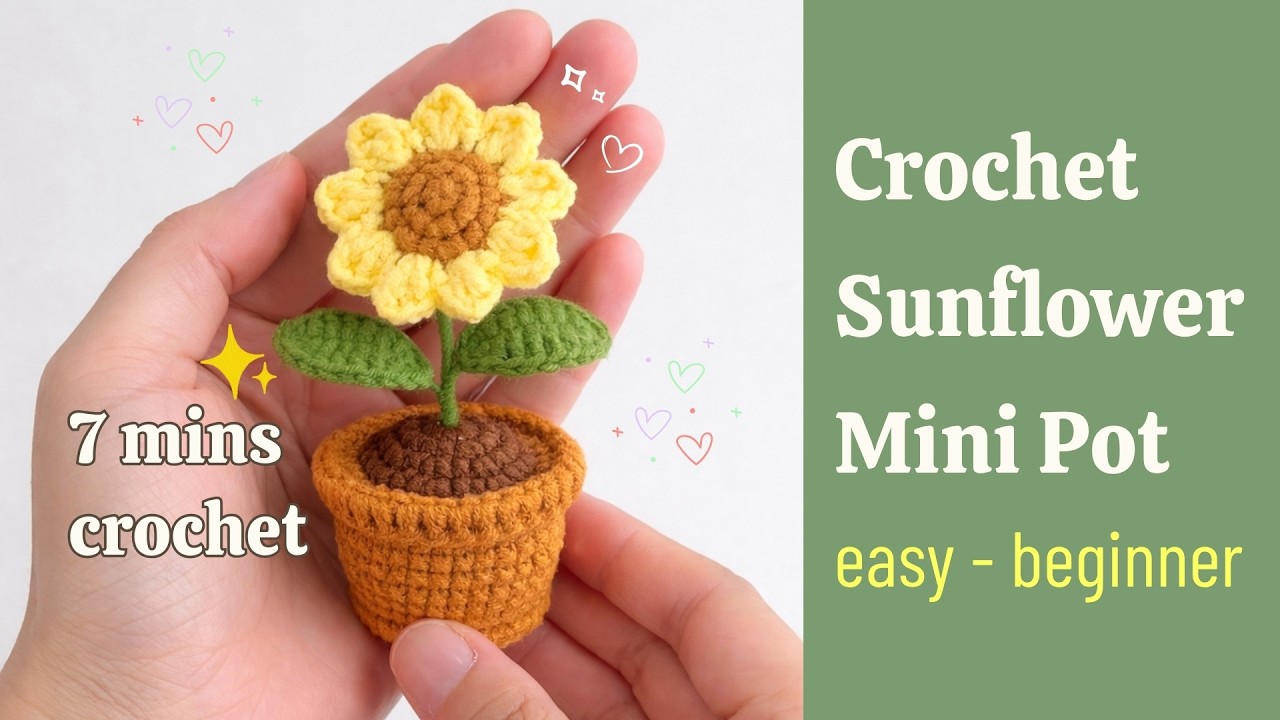 Sunflower Pot Crochet Tutorial Step-by-Step for Beginners 🌻 - Amigurumi Plant Decor | DIY Gift Ideas