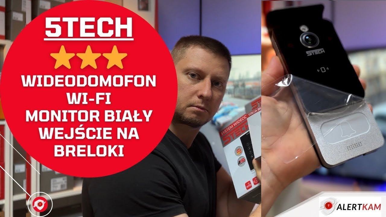 Wideodomofon 5Tech gotowy zestaw z białym monitorem WI-FI