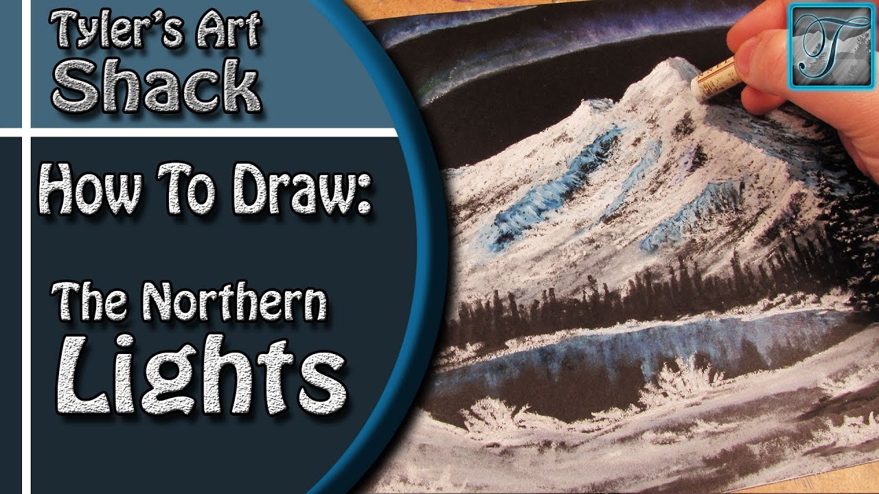 How to Draw a Mountain Scene with Northern Lights