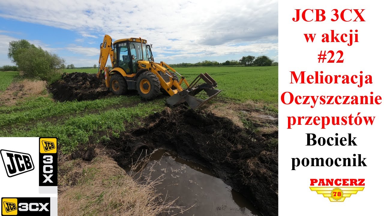 JCB 3CX w akcji. #22 Melioracja. Oczyszczanie przepustów. Bociek pomocnik.