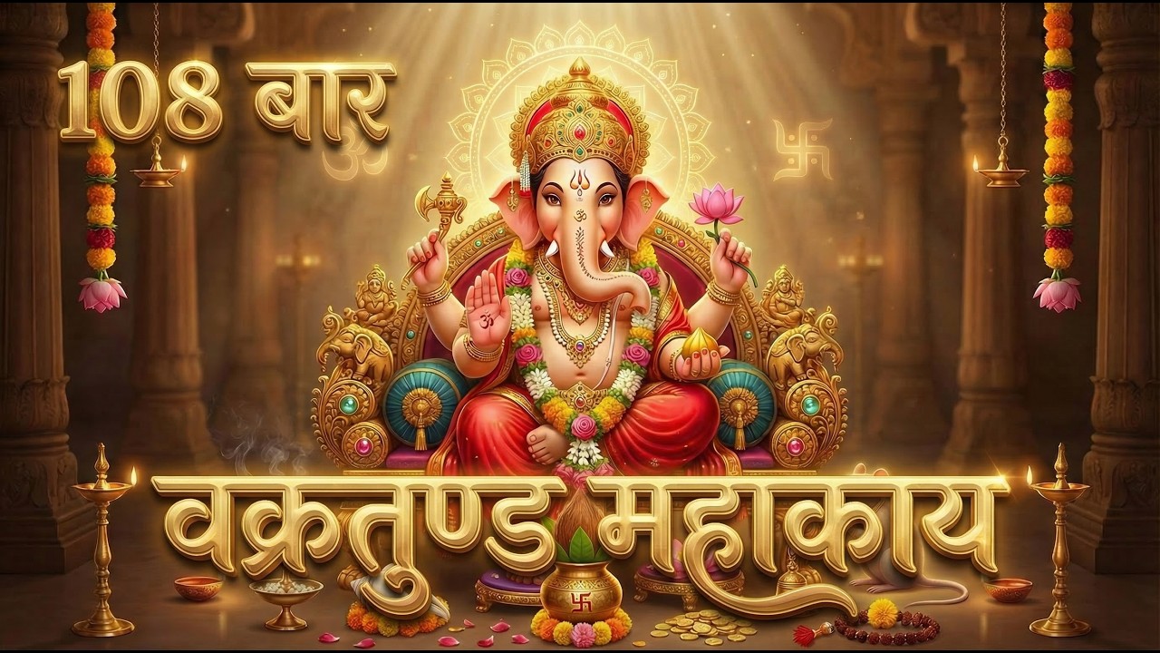 Live 🔴 Vakratund Mahakaya Mantra 108 Baar | Ganesh Mantra Jaap | Remove Obstacles
