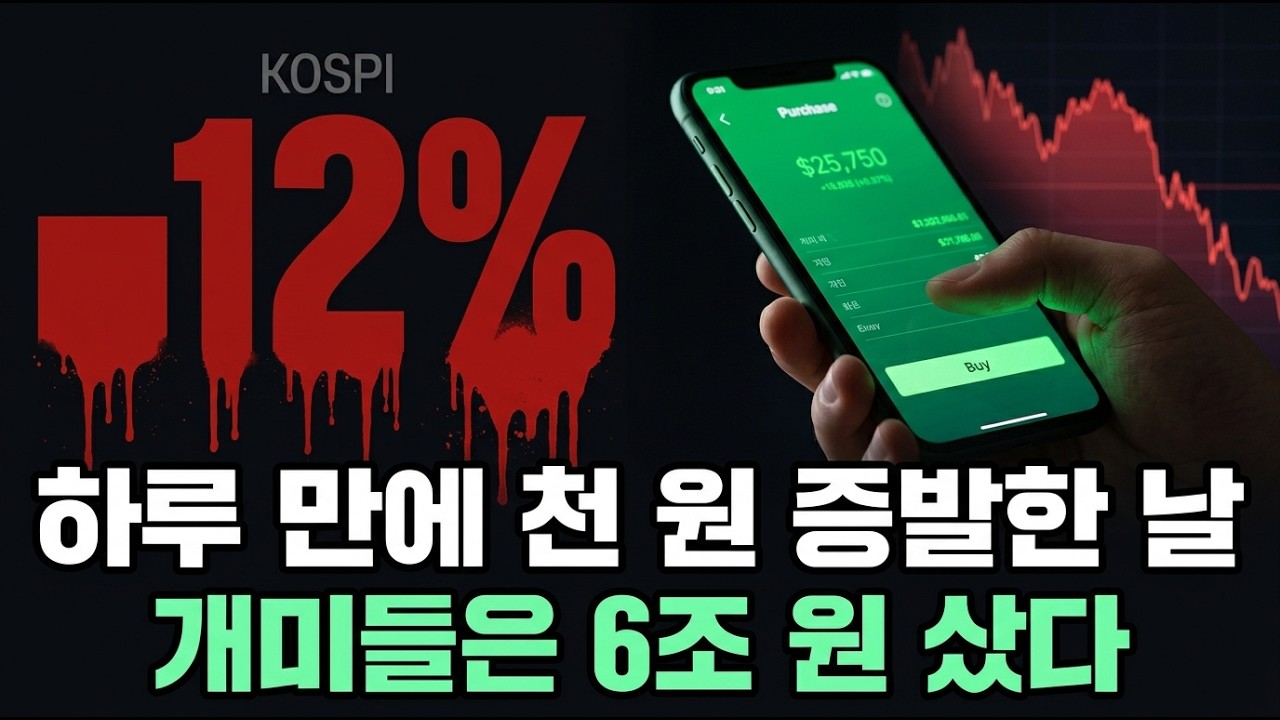 코스피 12% 역대 최대 폭락, 천조 원이 증발한 날 개미들은 6조를 샀다