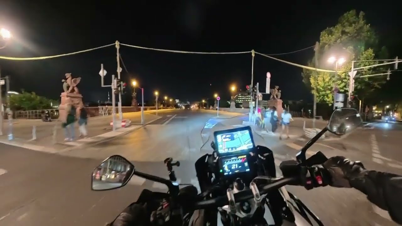 Berlin at Night on a Motorcycle