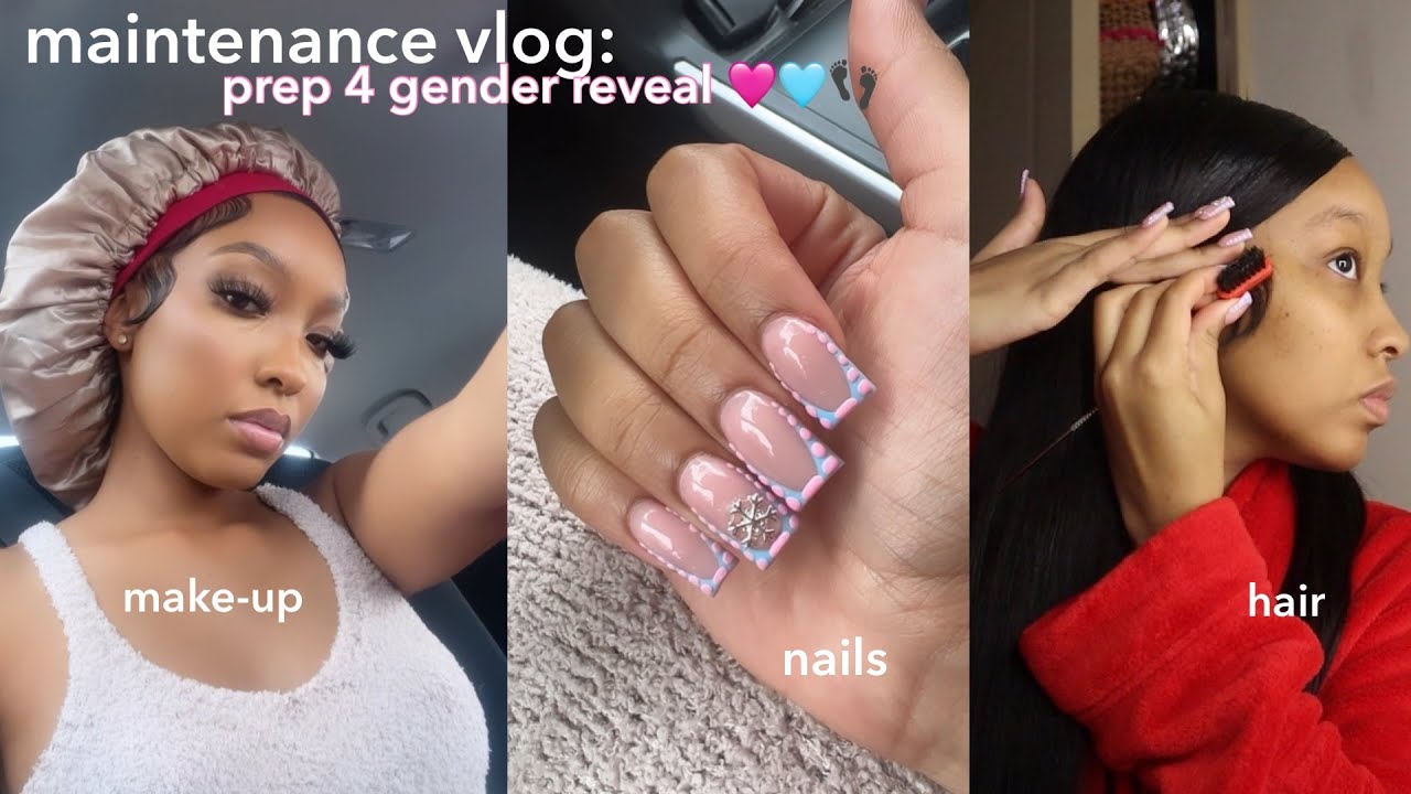 Prep 4 my Gender Reveal | NAILS, MAKE-UP, & HAIR 🩷🩵👣 VLOGMAS DAY 13