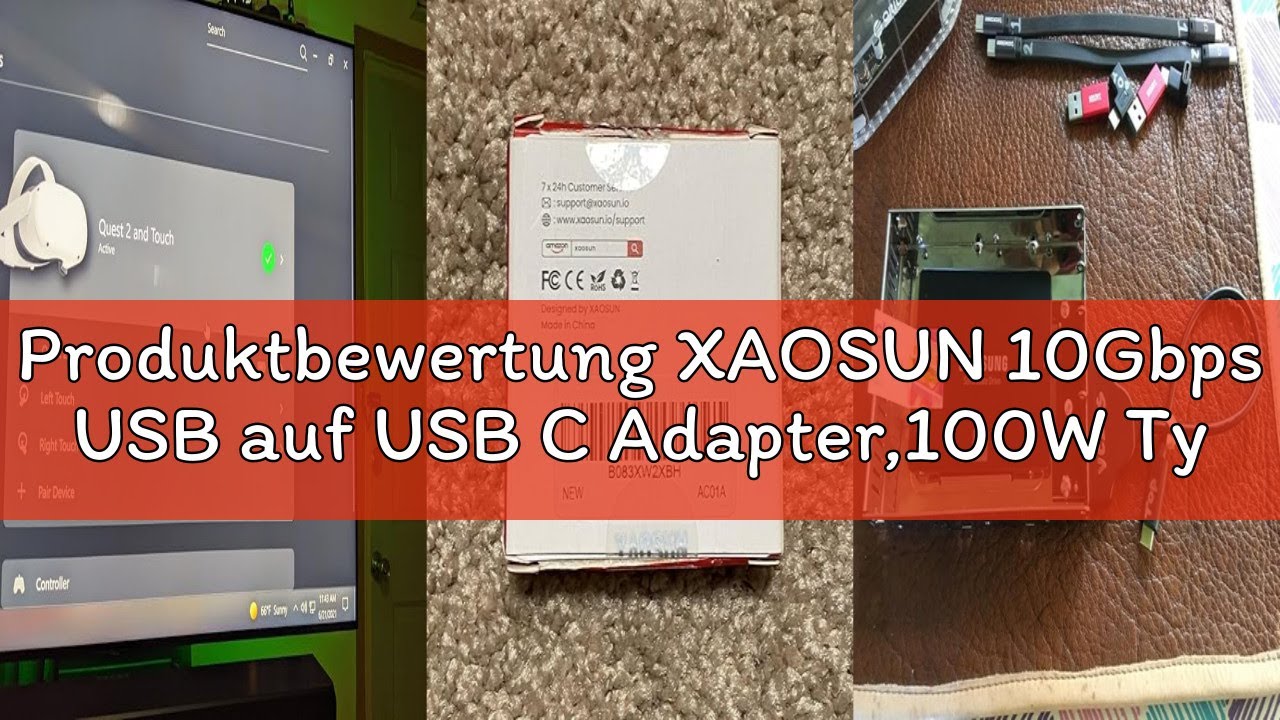 Produktbewertung XAOSUN 10Gbps USB auf USB C Adapter,100W Typ A auf Typ C,USB3.1 Gen2 & PD Schnellla