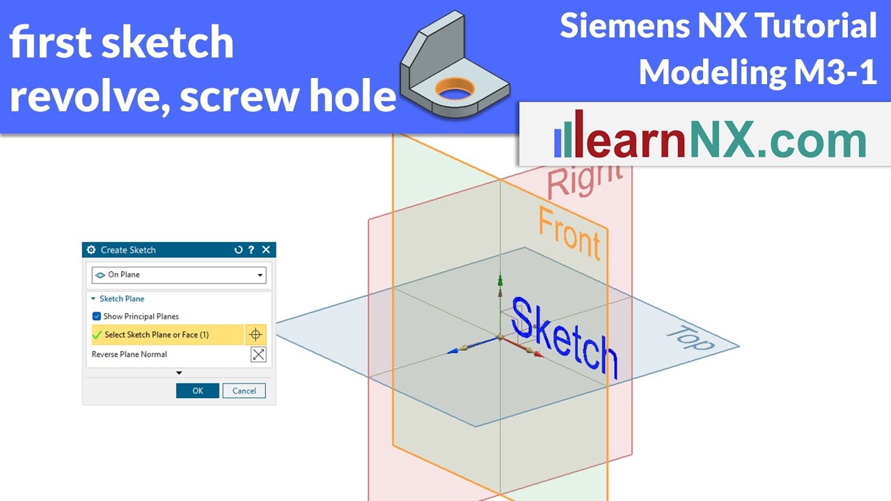 Sketch, revolve and screw hole | Siemens NX Tutorial