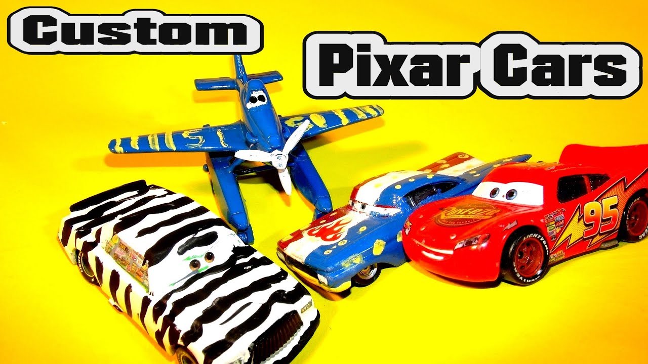 Pixar Cars Custom Zebra Chick Hicks and Custom Fabulous DUSTY with Cars  Disney Lightning McQueen
