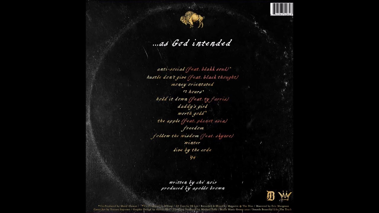 Apollo Brown x Che Noir - As God Intended (Instrumentals) (Full Album)