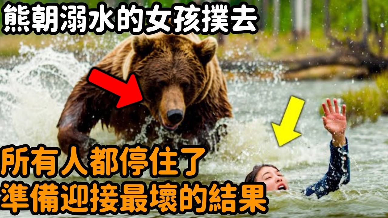 熊朝溺水的女孩撲去，所有人都停住了，準備迎接最壞的結果。#豹子 #動物情感 #不可思議 #救助 #心靈暖流 #淚目 #動物故事 #真實故事 #心靈飼養員