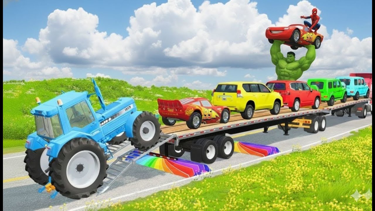 Flatbed Truck McQueen | Transportation with Truck - Pothole vs Car #46 | BeamNG.Drive Gameplay