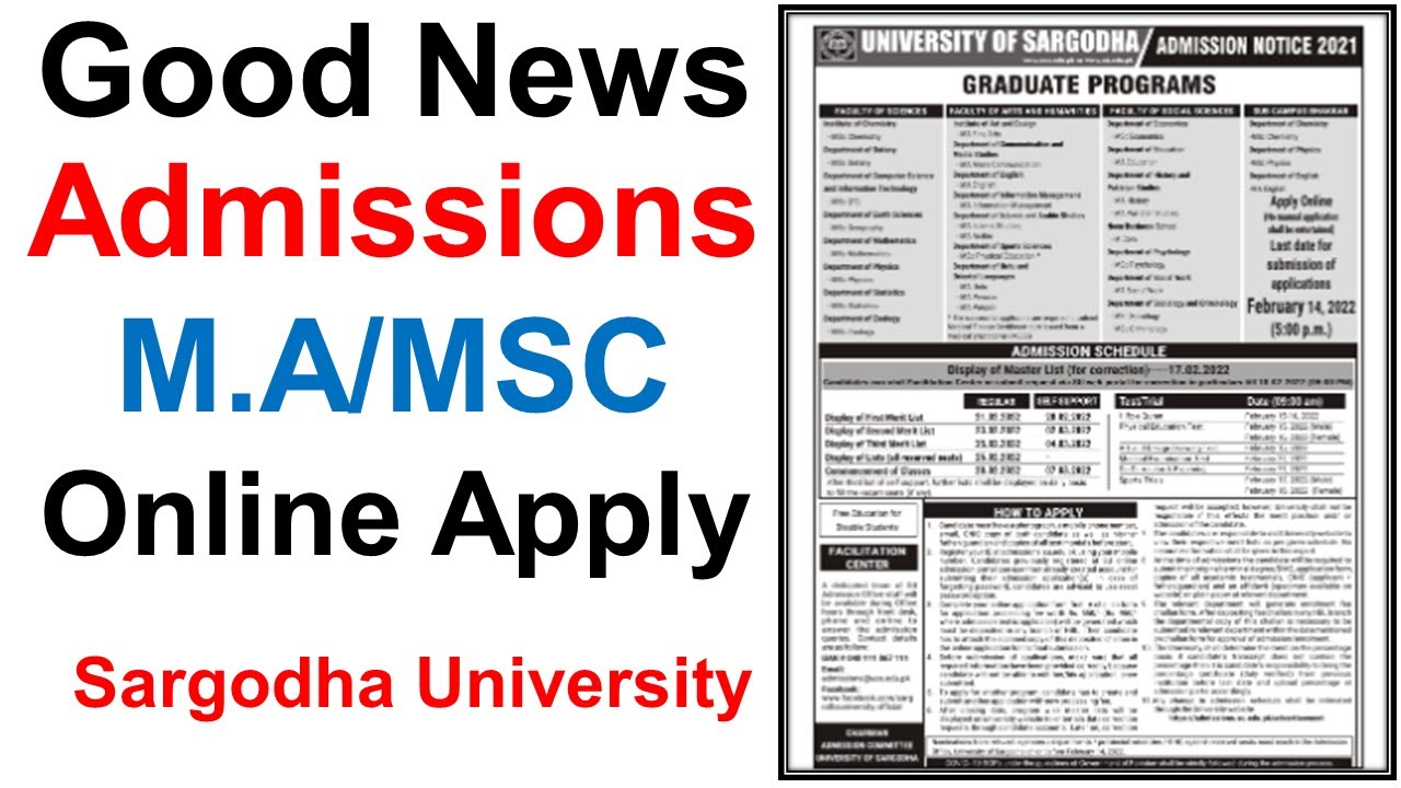 Sargodha University M.A/MSC Admissions Open Date Extend Online Apply UOS Admissions ma msc uos ma