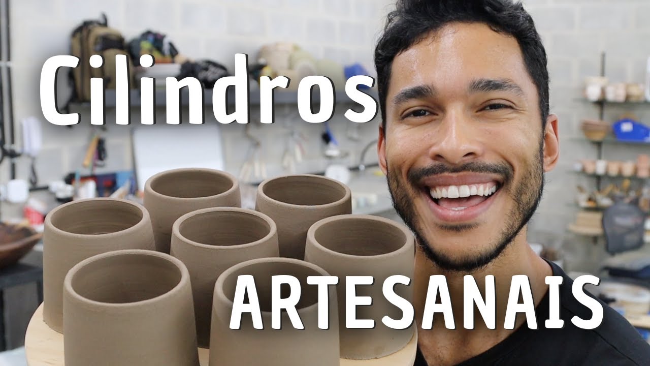 Como Fazer Cilindros Artesanais de Cerâmica no Torno Elétrico (How to throw on the wheel) | Ep. 22