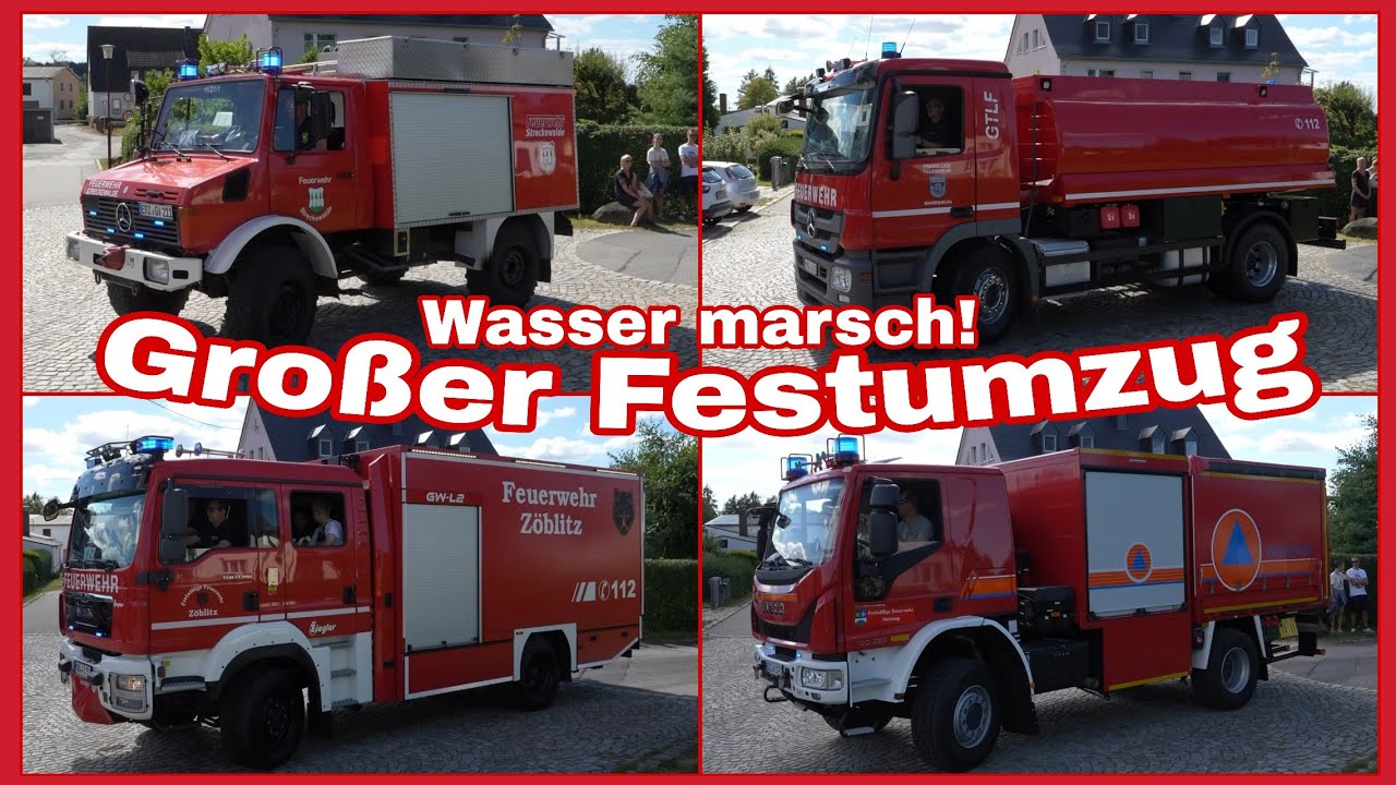 🚒Großer FESTUMZUG 140 Jahre FF Hohndorf🚨🔊Mit 50 Fahrzeugen durch den Ort🔊🚨Es wird nass und laut🚒