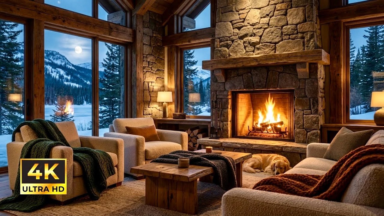 Ultimate Winter Escape: Heavy Snowfall & Crackling Fireplace Sounds for Sleep 