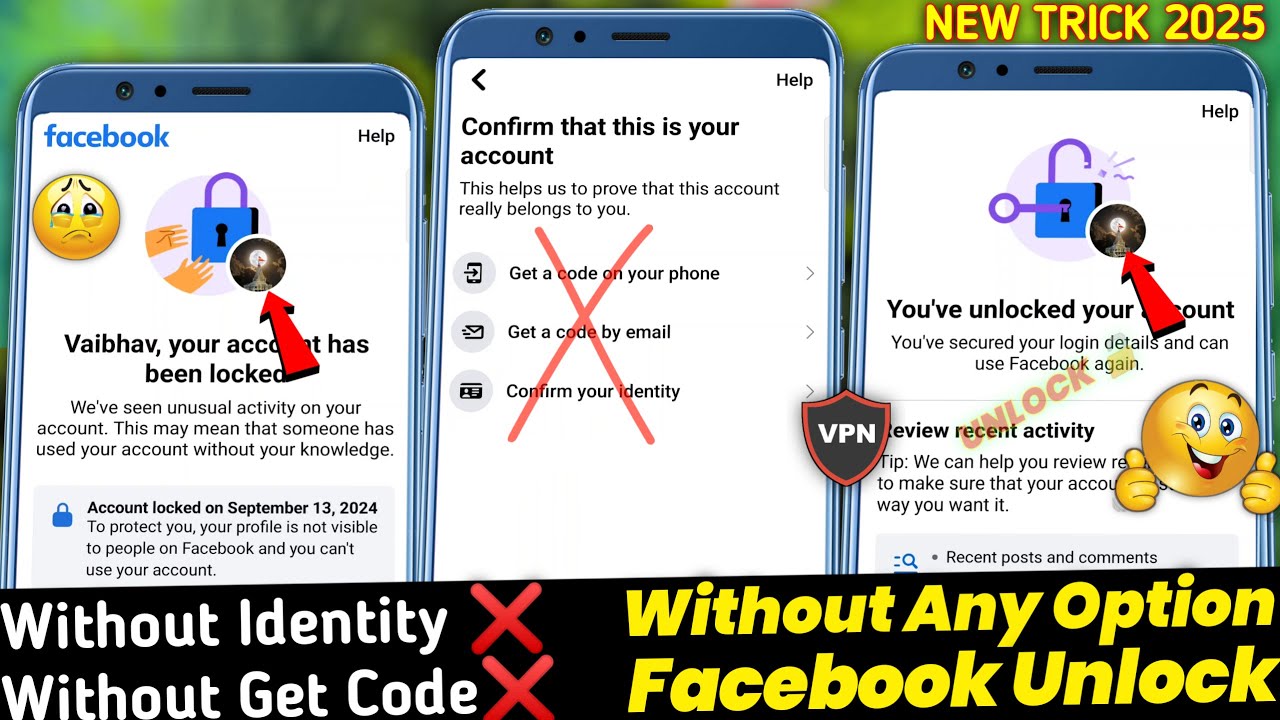Without Identity Without Get Code How To Unlock Facebook Account | Facebook Id locked how to unlock