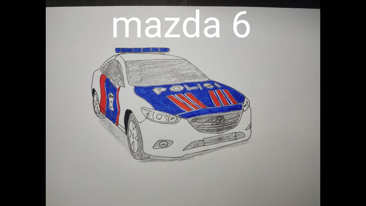 Cara Menggambar Mobil Mazda 6 Polisi | Mazda 6 | Belajar Menggambar mobil Polisi