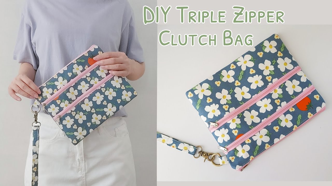 How to sew a triple zipper clutch bag | diy triple zipper bag | diy clutch bag tutorial