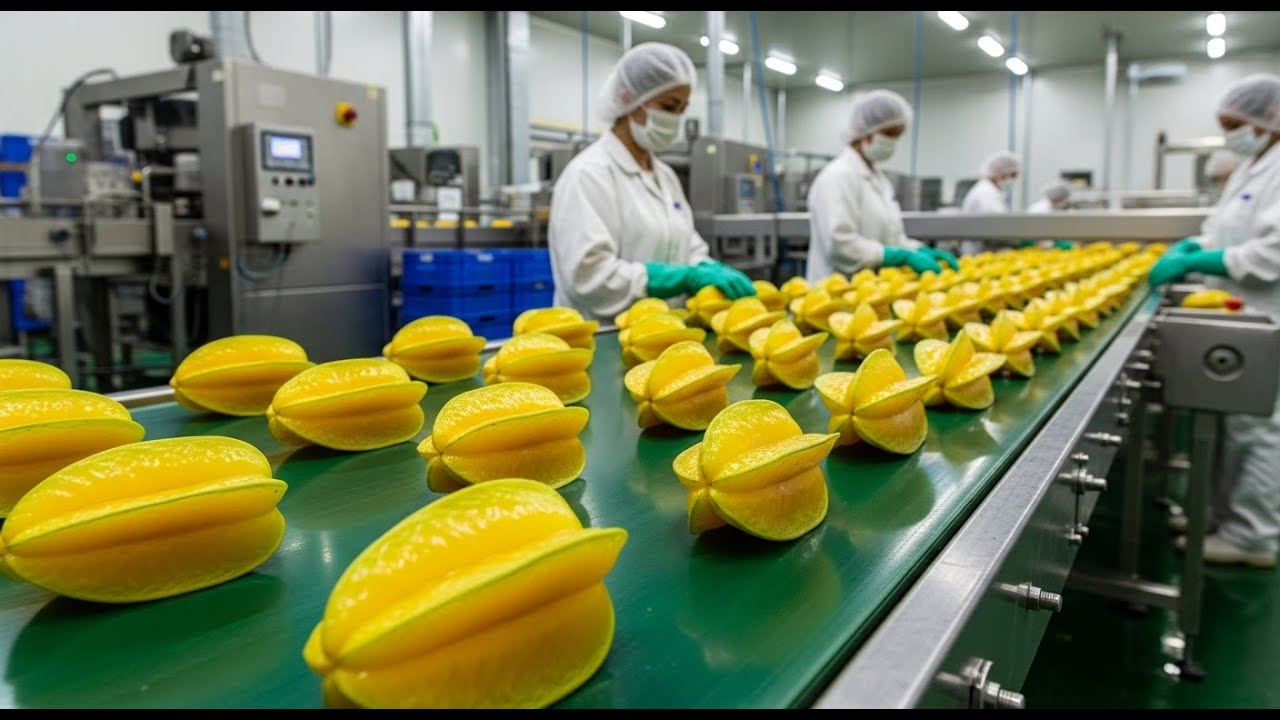 Inside a Modern Starfruit Factory From Raw Starfruits to Clear Tropical Syrup Full Process