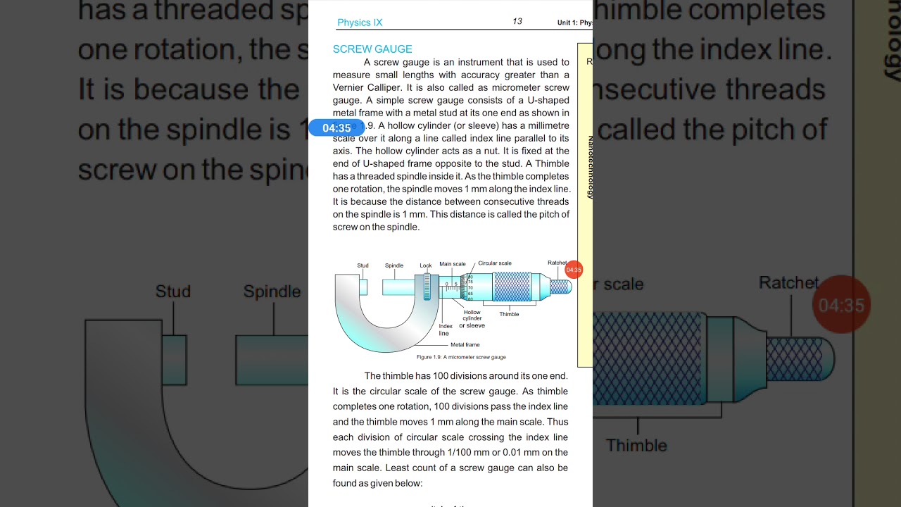 Screw guage | 9TH physics