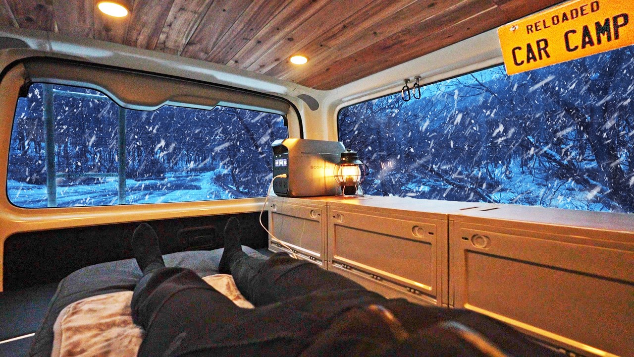 [Blizzard] Cozy Van Camping by the Riverside Deep in the Mountains.