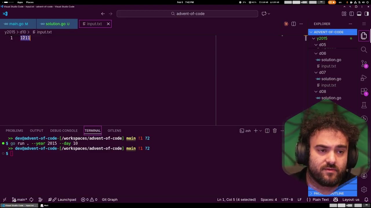Advent of Code 2015 - Day 10: Elves Look, Elves Say (Go)