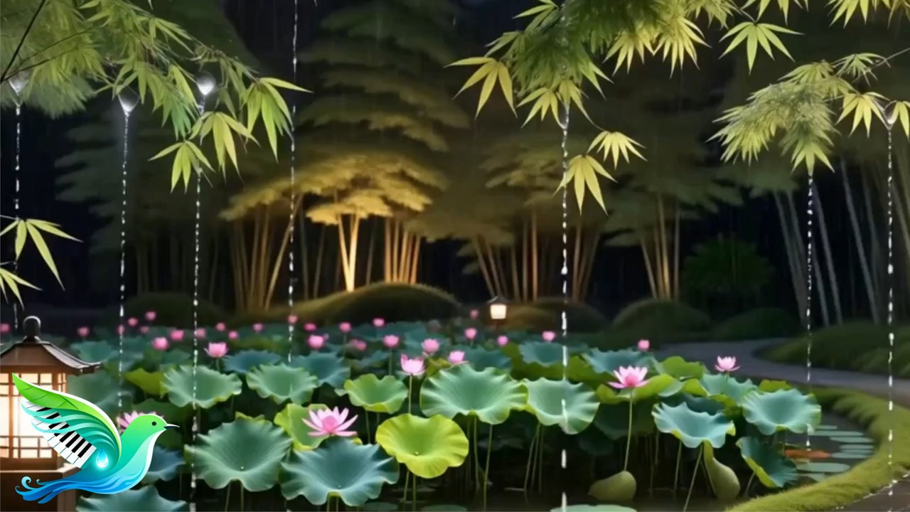 Peaceful Piano Music with Rain Over Night Air ☔ helping You Settle Into Deep Rest and Soft Healing