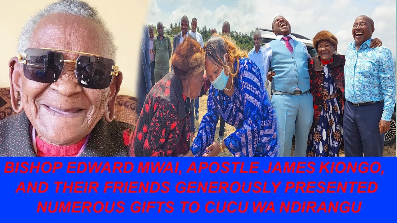 Bishop  Mwai, Apostle  Kiongo and their friends generously presented gifts to Cucu  wa  Ndirangu