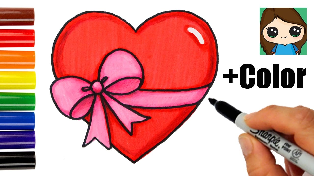 How to Draw a Heart with a Bow Ribbon Emoji Easy