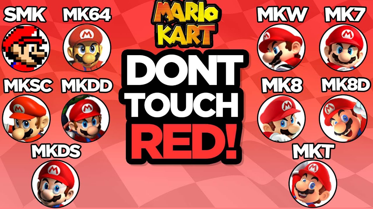 EVERY MARIO KART GAME: Don't Touch the Color Red Challenge!