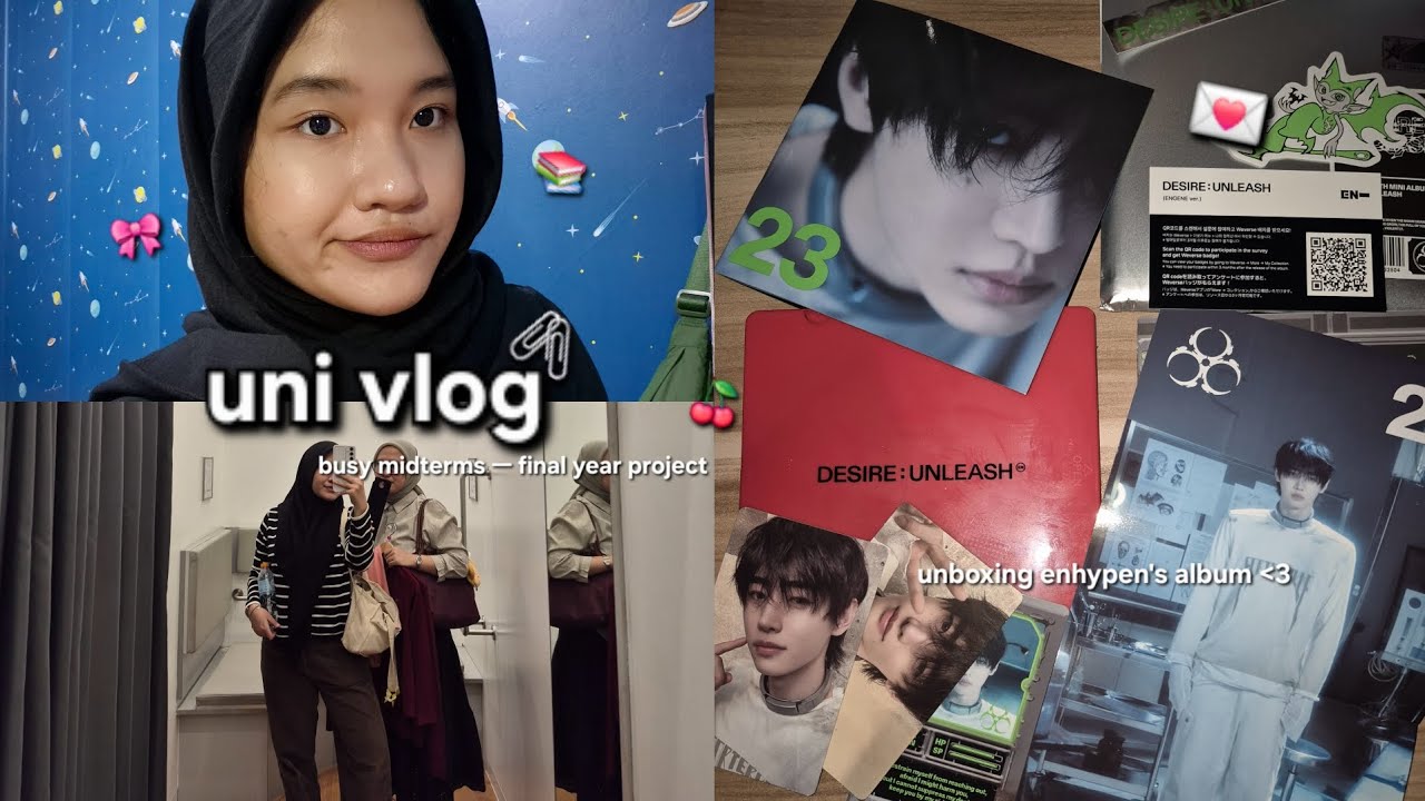 uni life vlog 💌: unboxing enhypen's album, busy midterms, late night snacks 𐔌՞. .՞𐦯